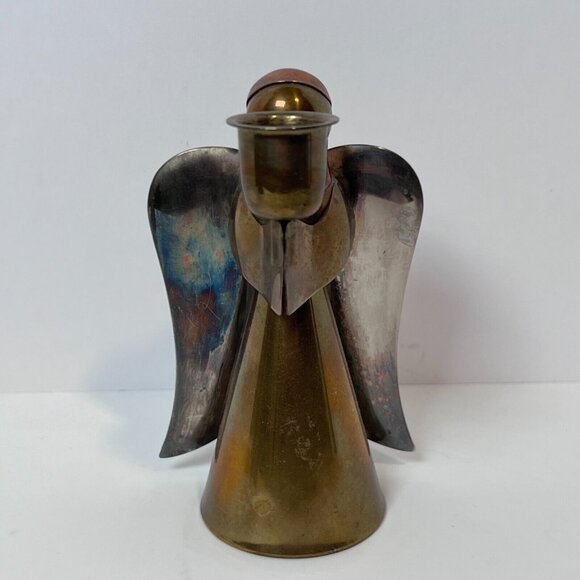 Brass and Copper Angel Candle Holder made in Hong Kong 6" Christian VTG 70's - Picture 5 of 10
